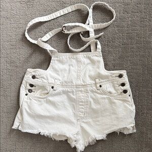 We The Free White Jean Shorts Overalls